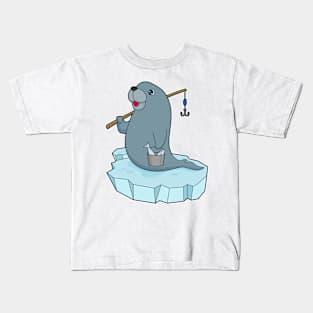 Seal Fishing Fisher Fishing rod Kids T-Shirt